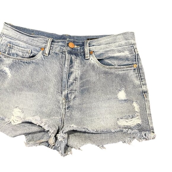 BlankNYC Shorts Womens 28 Denim Button Fly High Rise Casual Distressed Blue - Picture 3 of 6